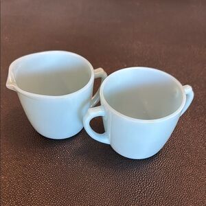 Fire-King Set of Two Turquise Blue Sugar and Creamer  Vintage